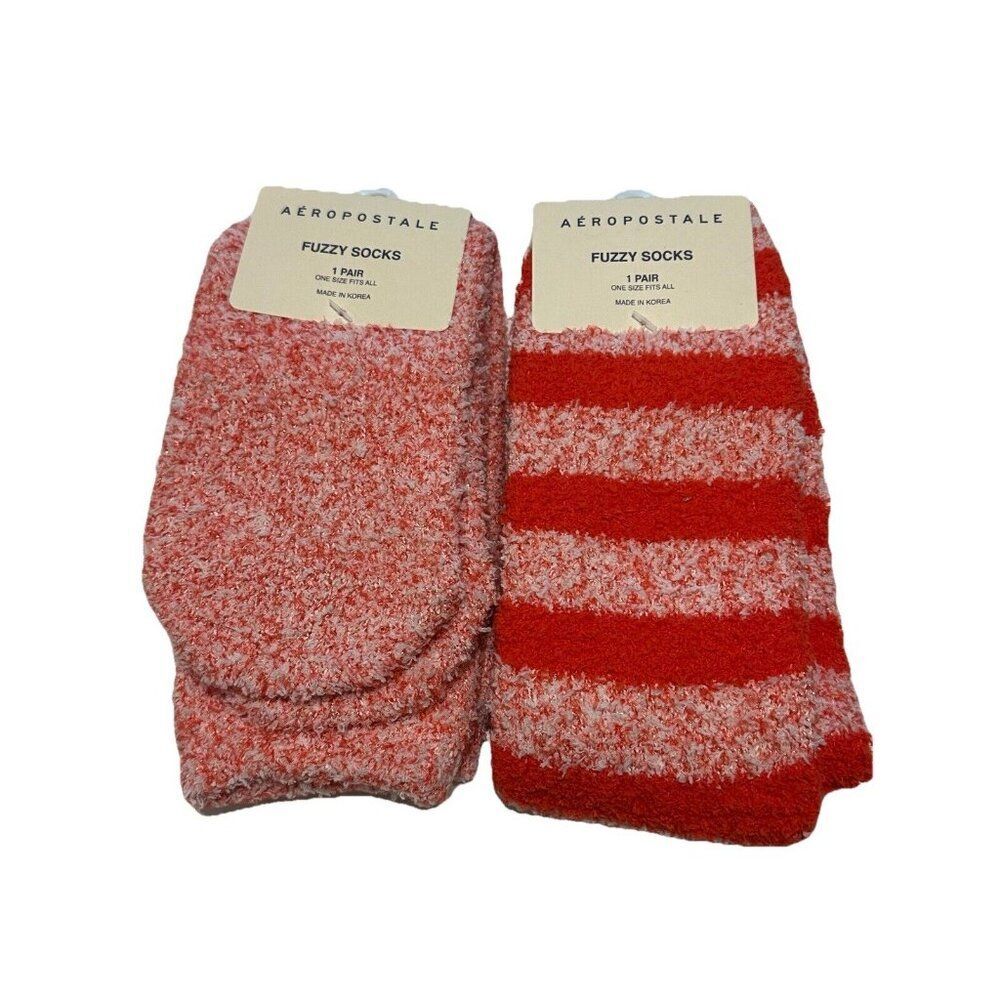 2 NWT Aeropostale Womens Fuzzy Socks Crew Cut - One Size Soft